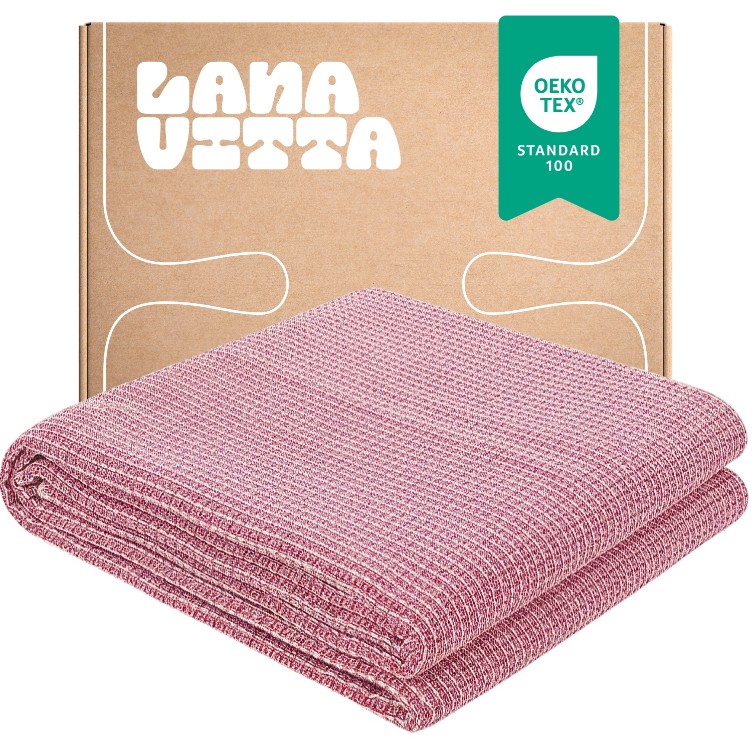 Bavlněná deka „Verbena“ Přehoz na postel Pled Červená 170×210 cm