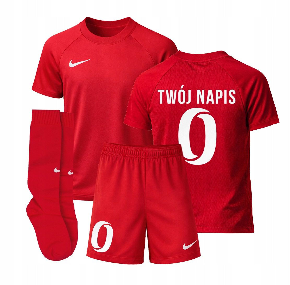 Strój Piłkarski Nike dla dzieci z getrami Twój Nadruk Imię Numer 122-128