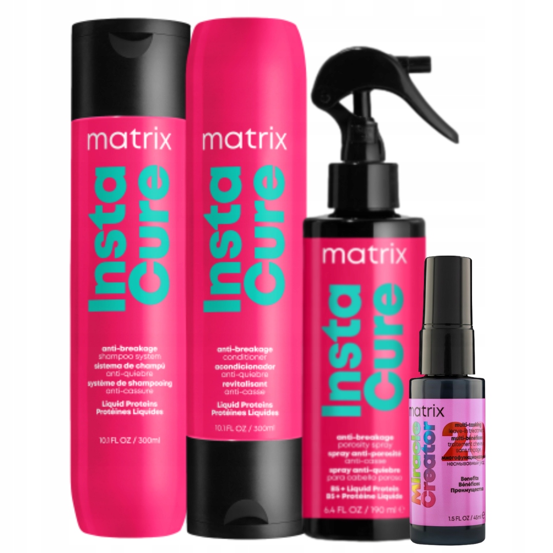 Matrix Instacure Szampon regenerujący do włosów, Odżywka, Spray Zestaw