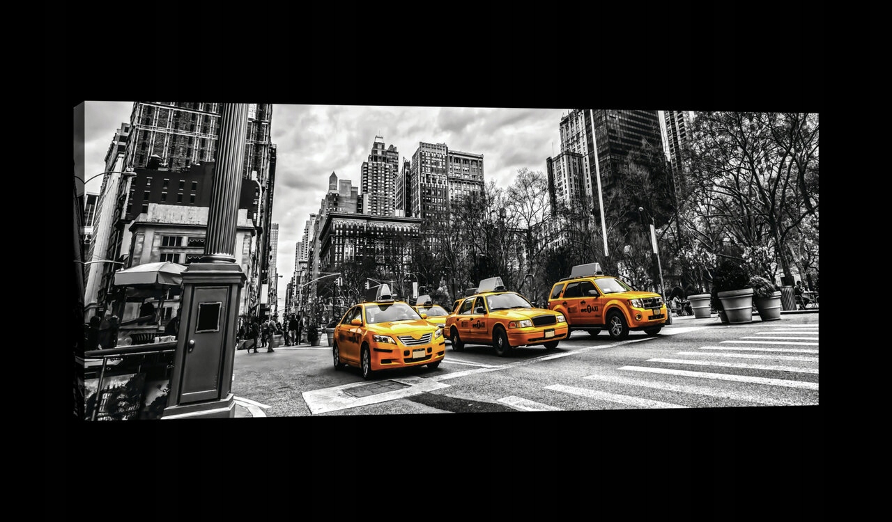 Obraz 145x45 Město taxi New York dynamika pohyb žlutý kontrast