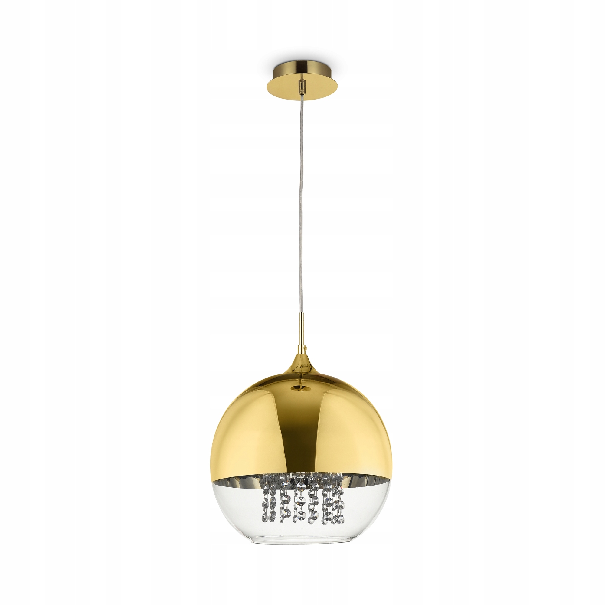 Lampa wisząca złota szklany klosz kula z kryształkami glamour 30 cm Maytoni