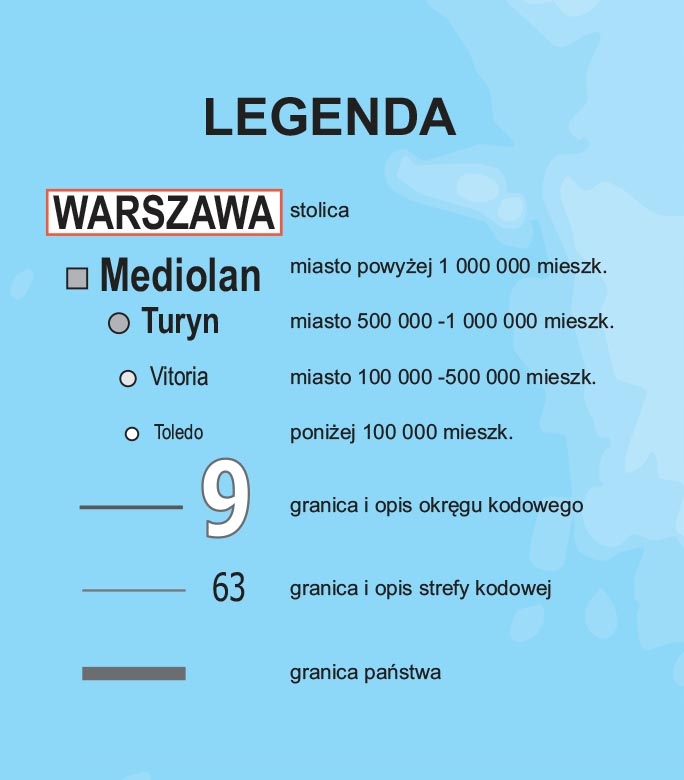 Mapa Europy Kodowa EUROPY PODKŁADKA na biurko kod0004 dobremapy.pl 5szt. Rodzaj polityczna