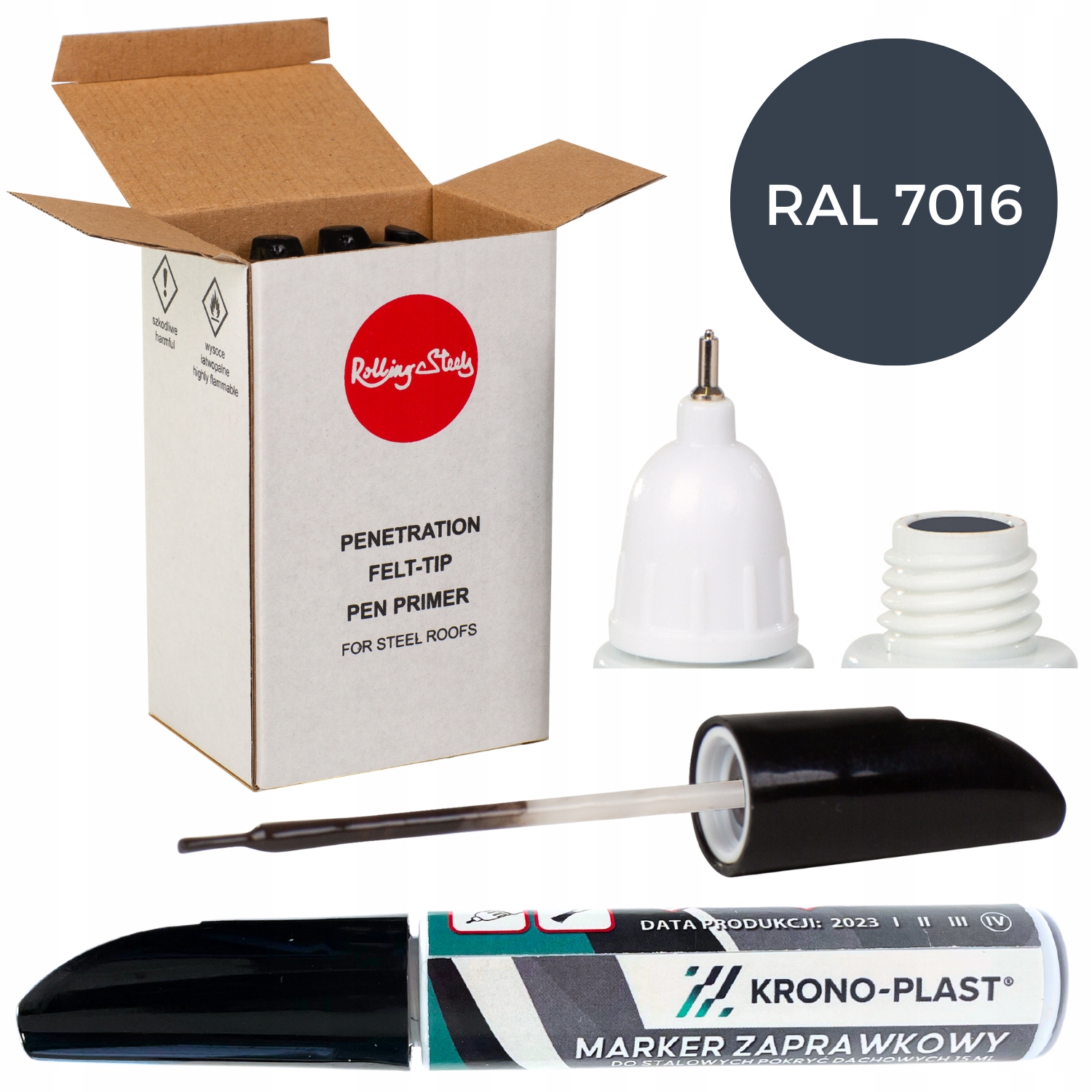 Marker zaprawkowy LAKIER do blach 15 ml ANTRACYT RAL 7016