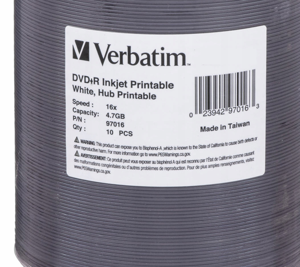 

Verbatim Dvd+r Printable x16 10szt. koperta CD