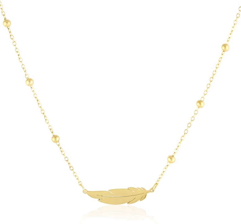 

Naszyjnik Złoty Z Piórkiem Kuleczki Stal 316 L