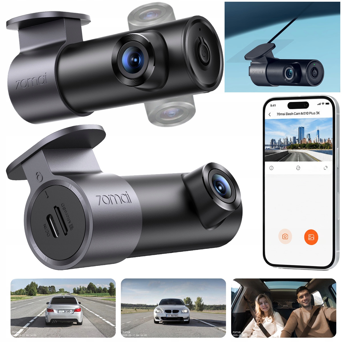 70mai M310 3K Kamera samochodowa Wideorejestrator jazdy z obiektywem 360°