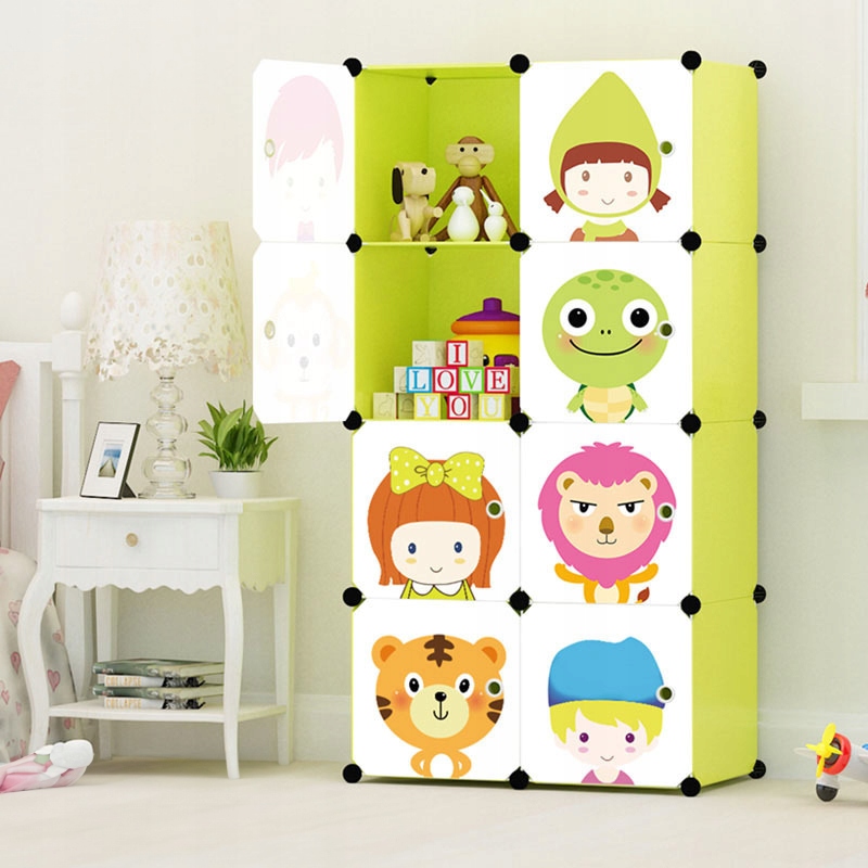 SZAFA MODUŁOWA REGAŁ GARDEROBA DLA DZIECI ZIELONA Rodzaj drzwi uchylne