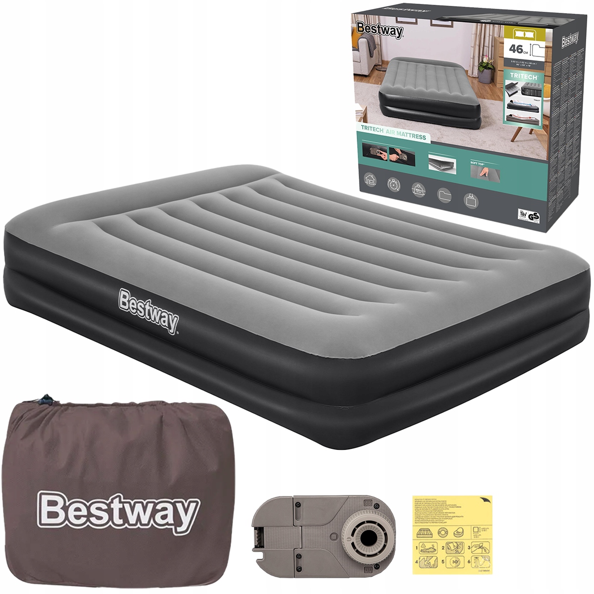 Matrace Dvoulůžková postel na spaní s automatickou pumpou Bestway 200 x 150 cm