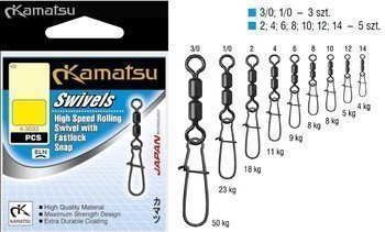 5x Krętlik Z Agrafką Fastlock rozm.10 -8kg Kamatsu