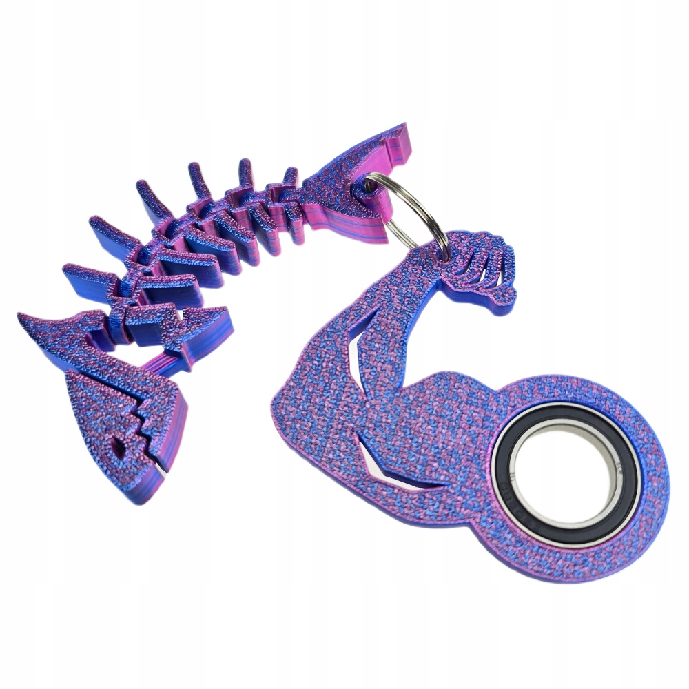 Brelok KeySpinner Siłacz BICEPS + Rekinek HIT Tik Toka Keyrambit