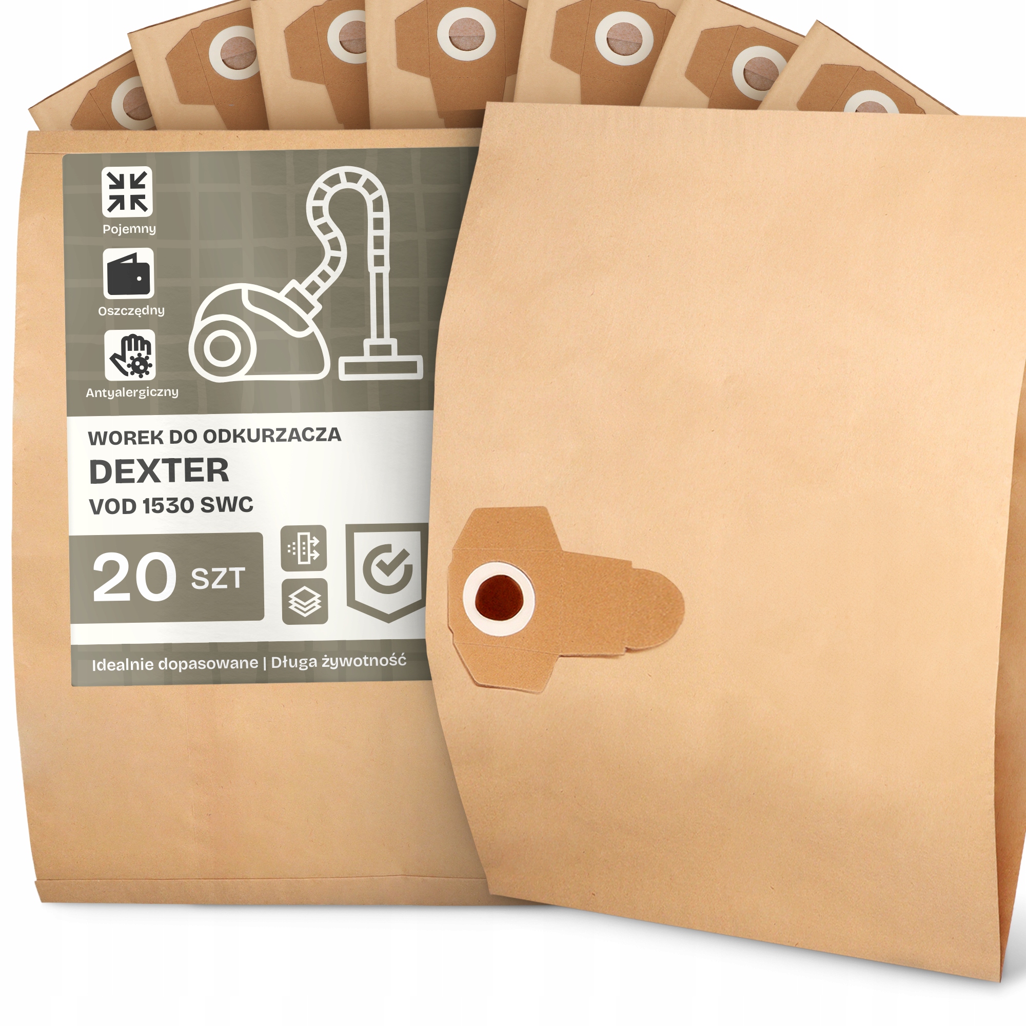 20 x Sáček Do Vysavače Dexter Vod 1530 Swc Papírový 2-vrstvový Sáček 2A