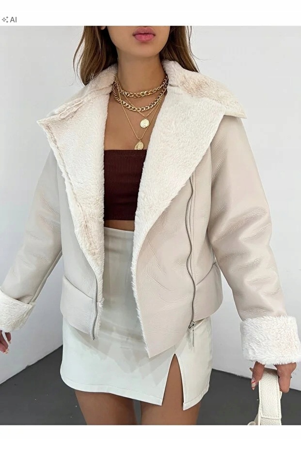 Dámská Semišová Bunda S Hřejivou Kožešinou Elegantní L 5IA