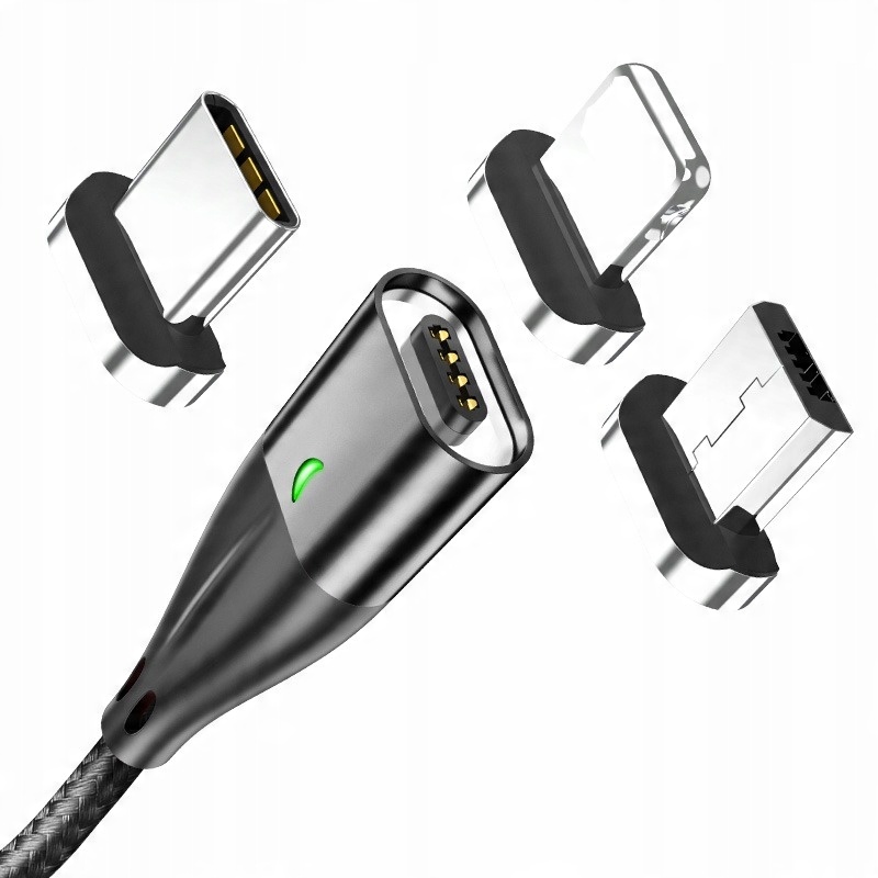 

Kabel Magnetyczny 3w1 3 końcówki QC3 2m Topk