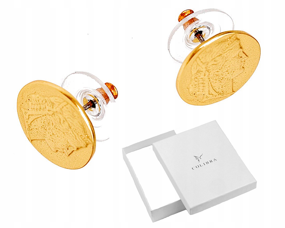 KOLCZYKI MONETKI ZŁOTE MONETY MAŁE SZTYFTY TRENDY