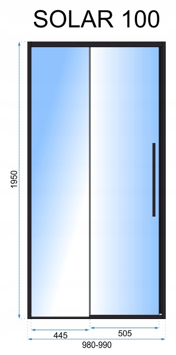 Drzwi Prysznicowe 140 Czarne Przesuwne Solar REA Mat Easy Clean Przesuwane Linia Solar Black