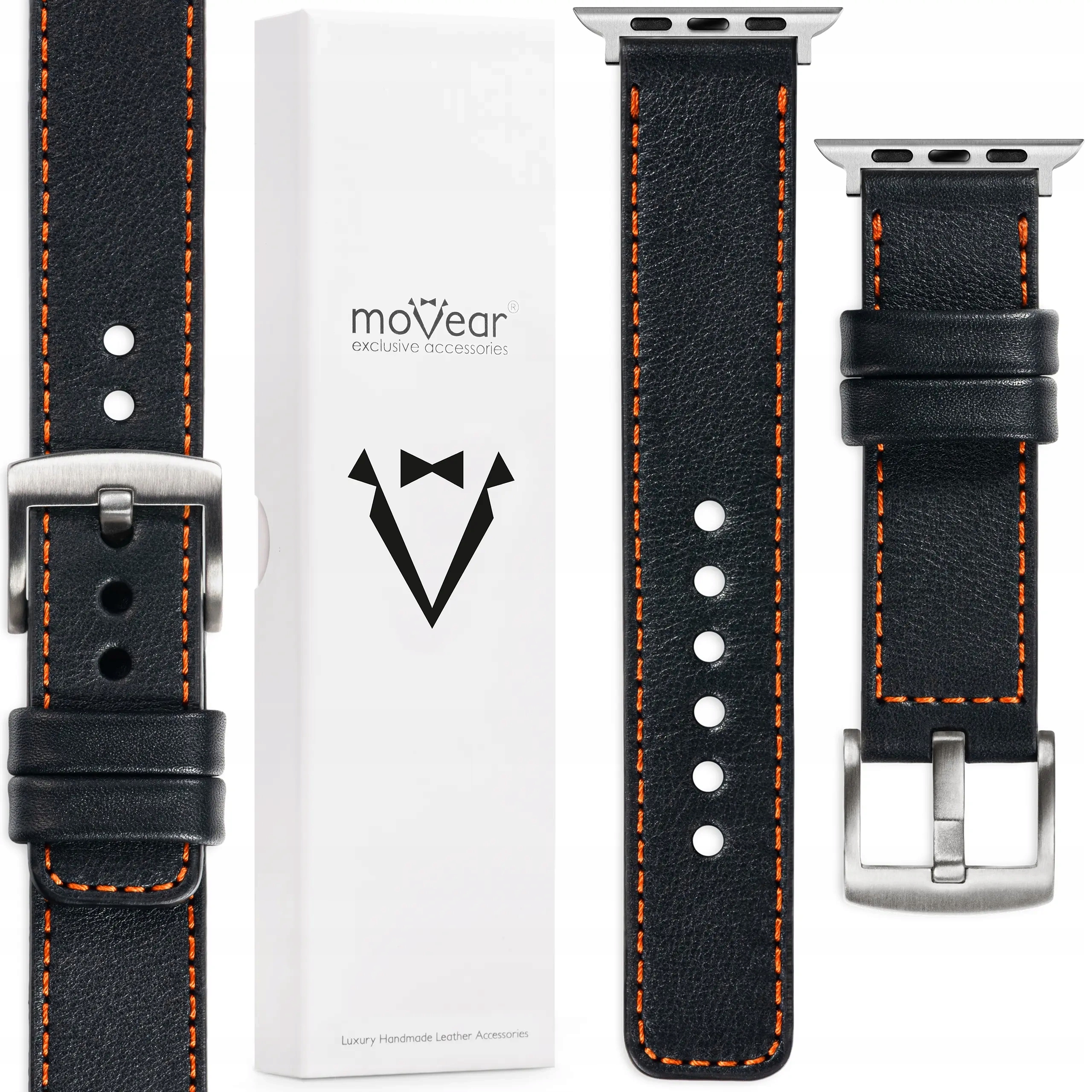 Pásek pro Apple Watch 49/46-44 mm kožený Handmade Polský Černý