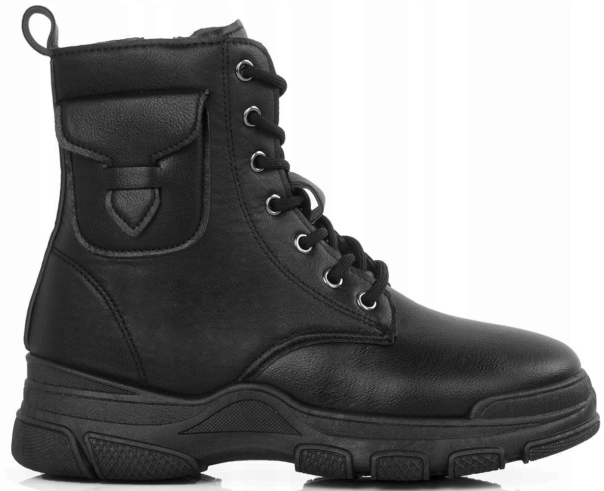 6890 CZARNE BOTKI NA PLATFORMIE EKOSKÓRA 37 Płeć kobieta