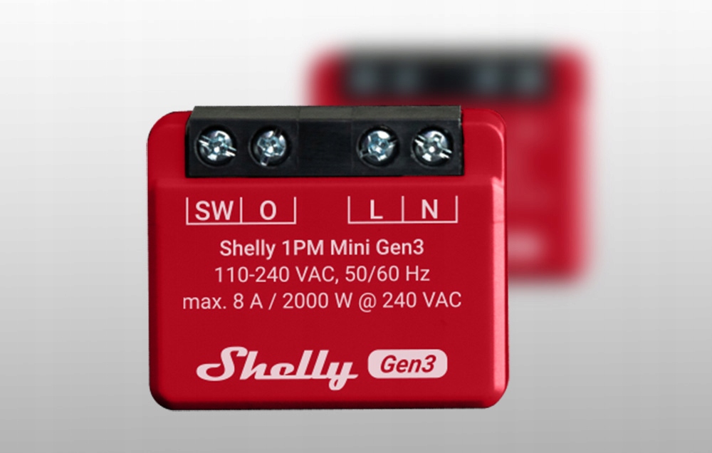 SHELLY 1 MINI GEN 3 INTELIGENTNY STEROWNIK WI-FI ZDALNE STEROWANIE 8A 2000W Zasilanie sieciowe