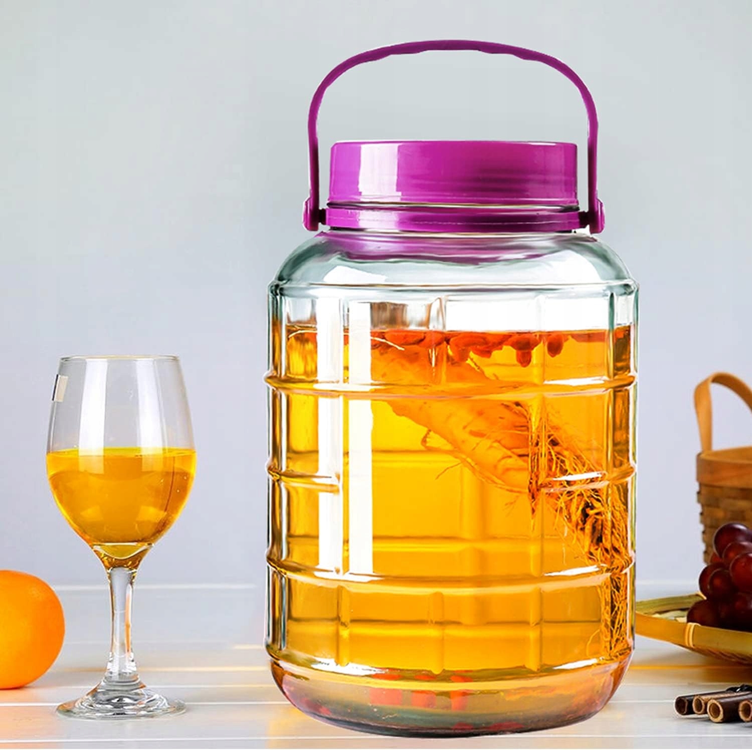 SŁÓJ SŁOIK szklany HERMETYCZNY z rączką 8L na przetwory miód syropy ogórki Kolor przezroczysty