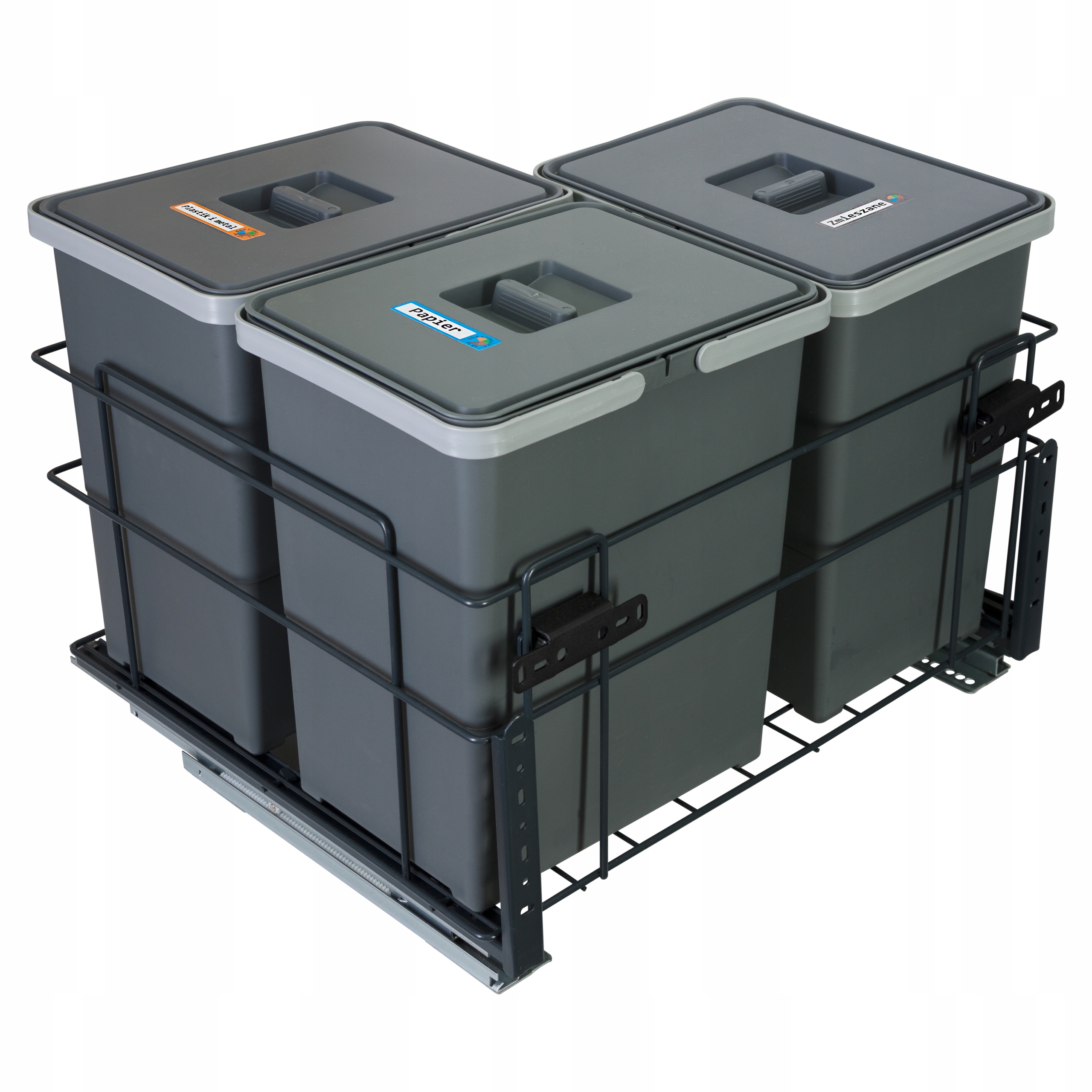 Sortownik śmieci Square 60cm Cichy domyk 3x18 mocne prowadnice Polski