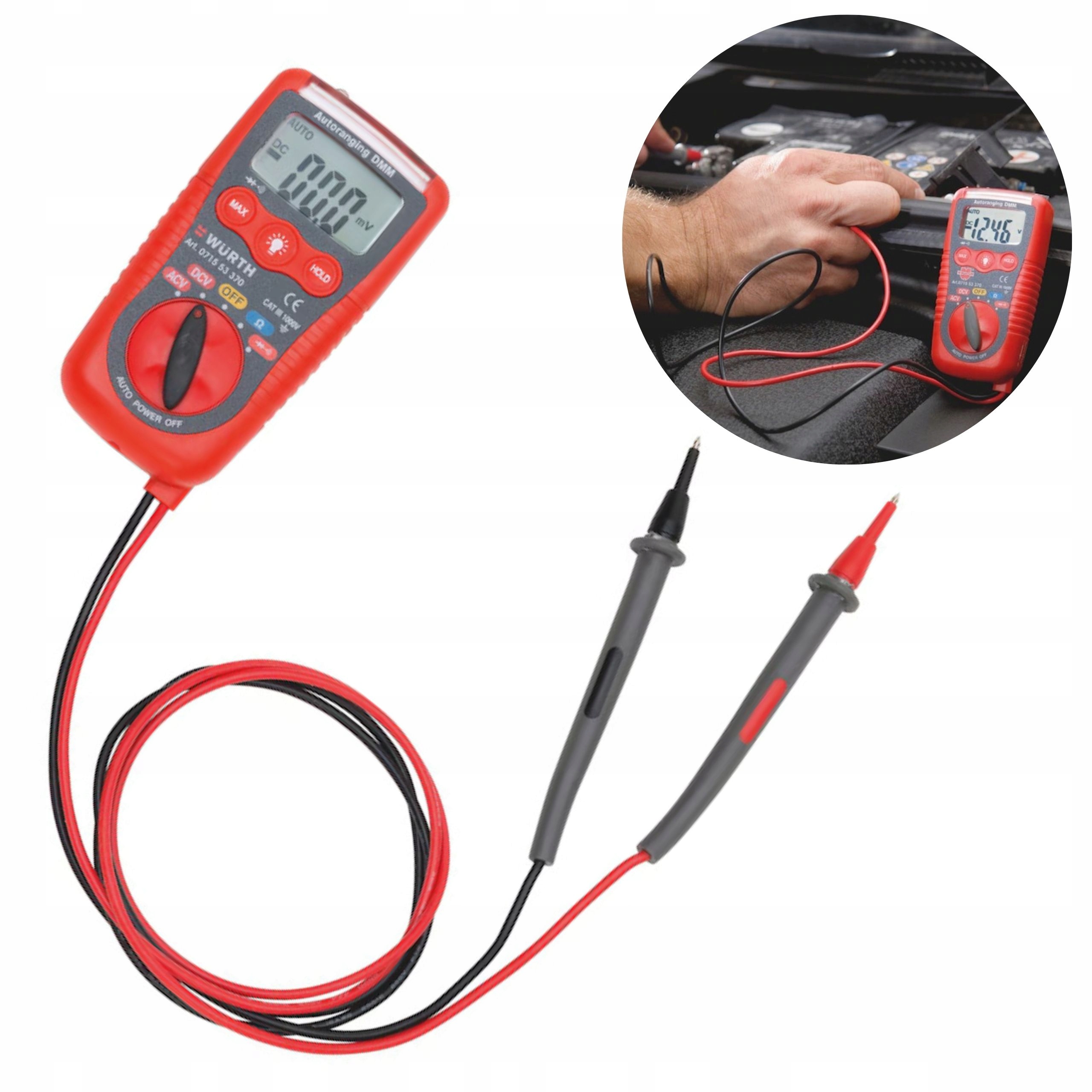 Digitálny mini multimeter Wurth univerzálny Led merač odporového prúdu