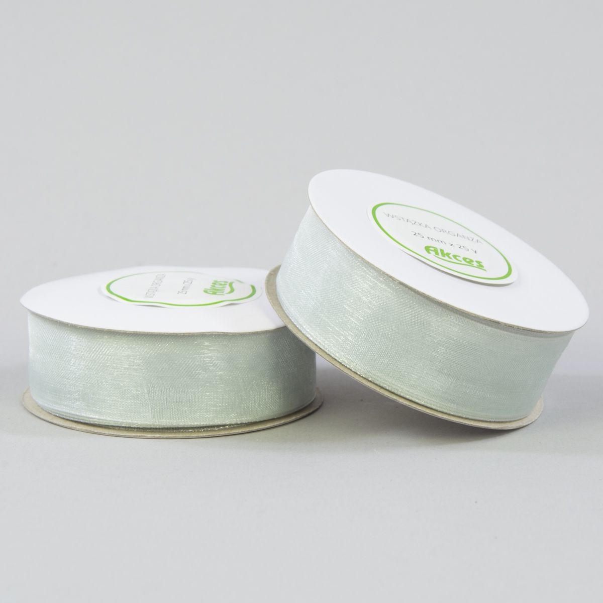 

tasiemka wstążka szyfonowa organza srebrna 25mm 22