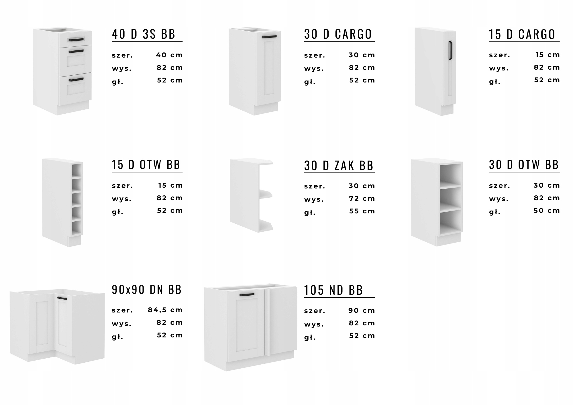 Szafka kuchenna ORLANDO 80 ZL 2F BB Wysokość mebla 82 cm