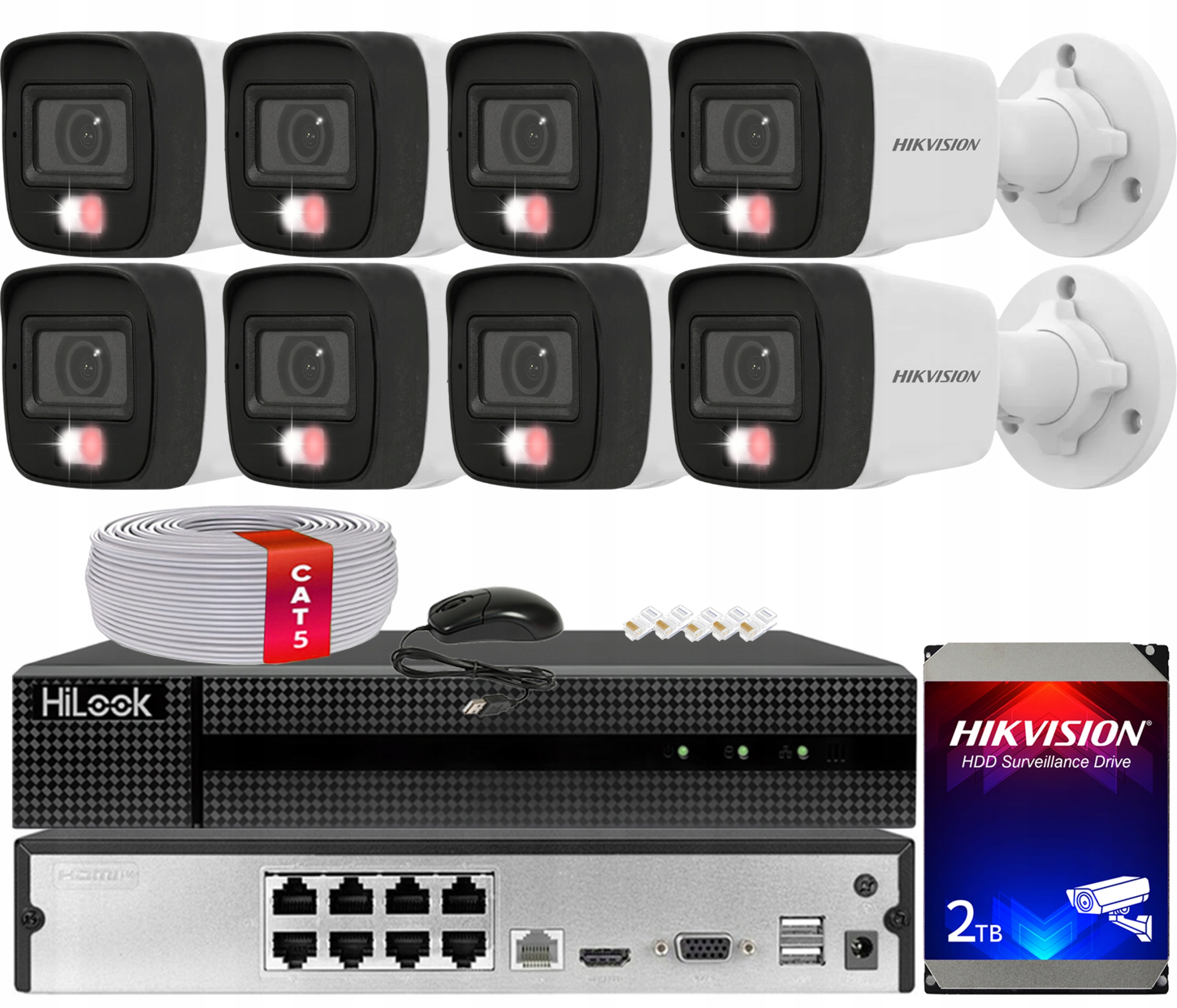 Sada pro monitorování 8x Kamera IPC-B141H-C 4Mpx HiLook od společnosti Hikvision