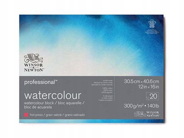 Blok do akwareli Winsor & Newton Hot Press 300g 20a 100% Bawełna