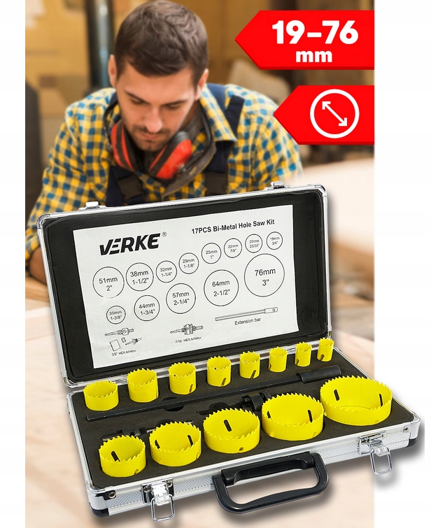 OTWORNICE DO METALU DREWNA WIERTŁA ZESTAW OTWORNIC BIMETALOWYCH BI-METAL 17 Kod producenta V05090