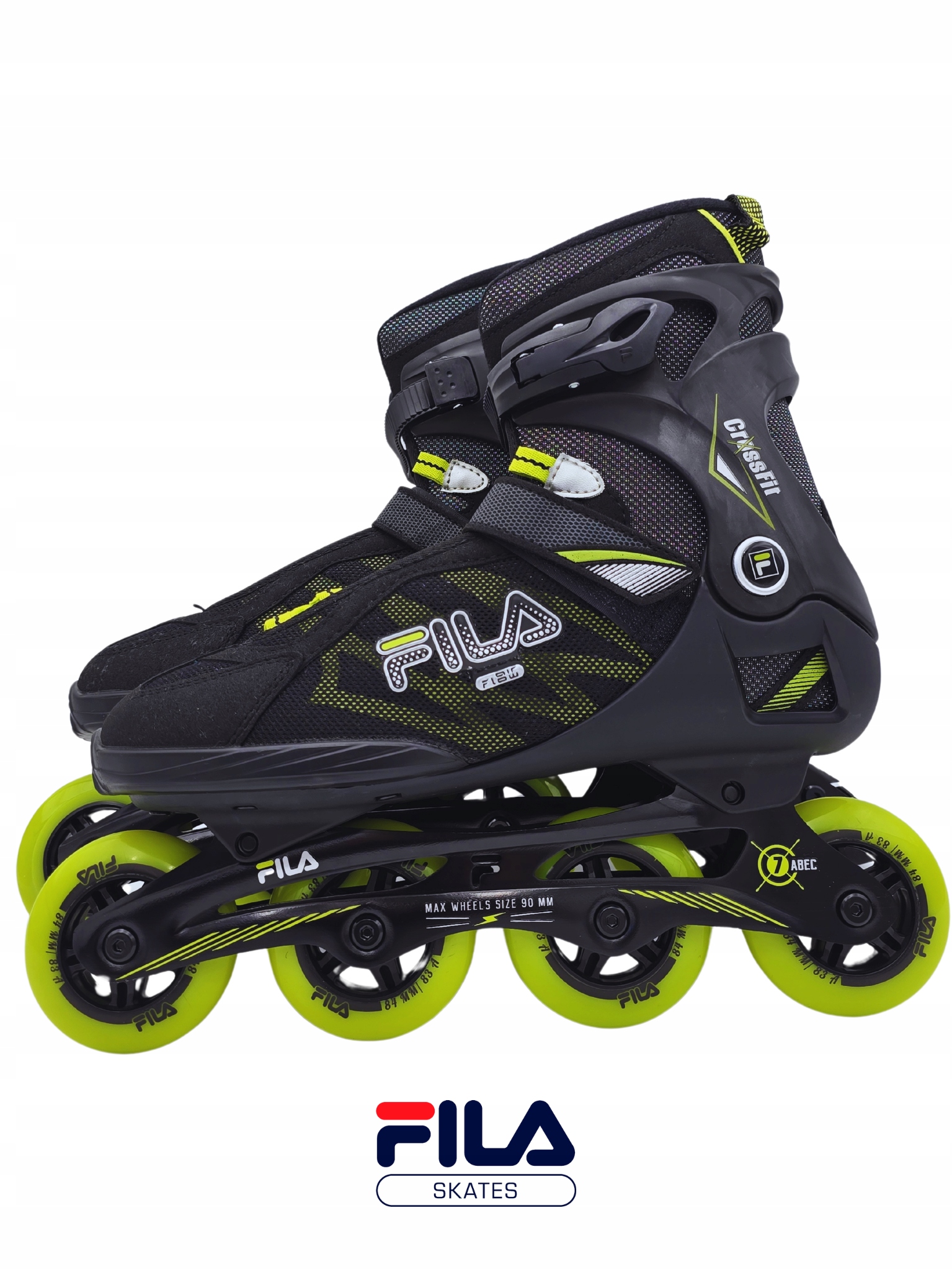 Pánské Kolečkové Brusle Fila Skates Crossfit, černé/limetkové, černé, sportovní, 45,5 Eu