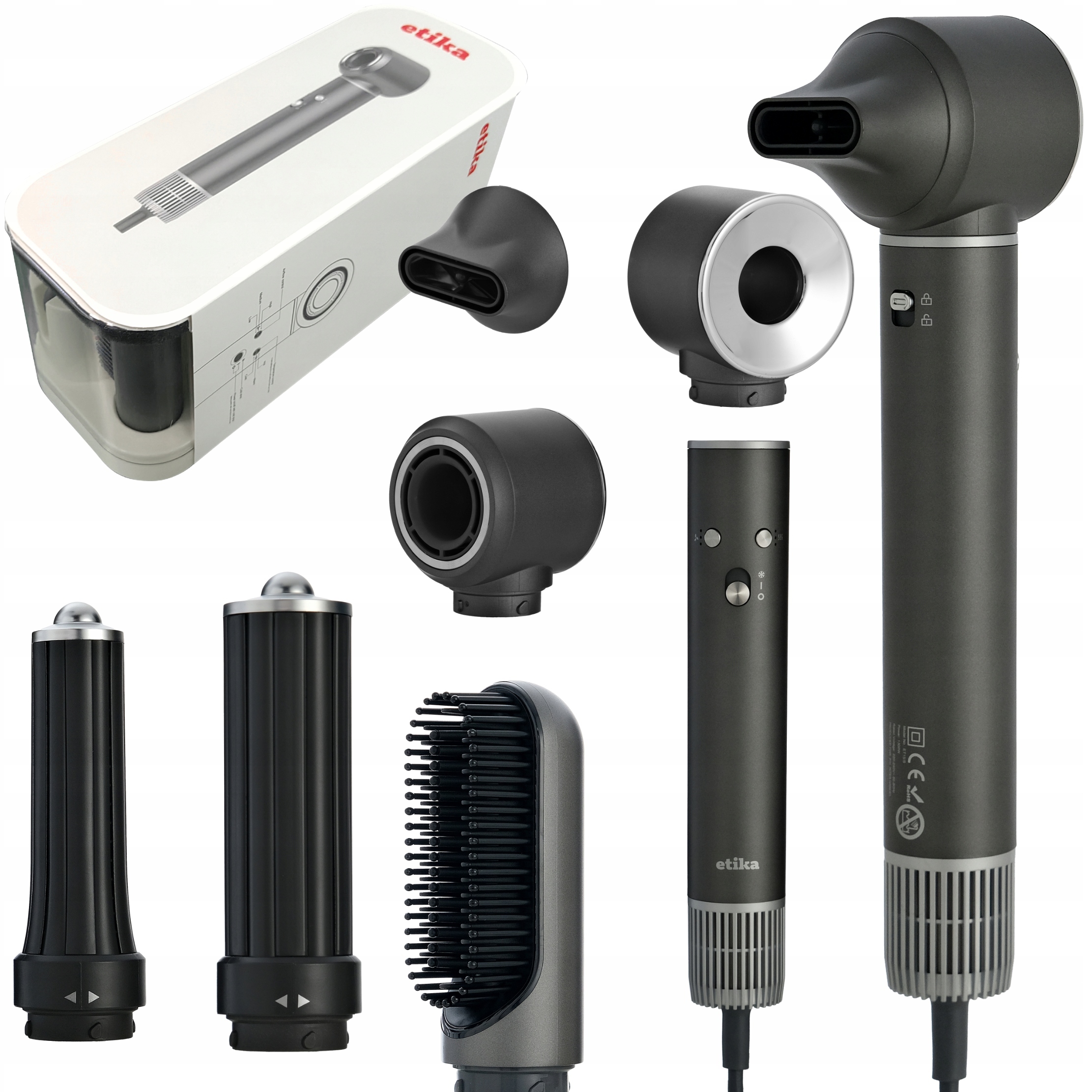 Mocna Suszarka Lokówka Do Włosów 5W1 3 Prędkośc Z Jonizacja 1300W Regulacja