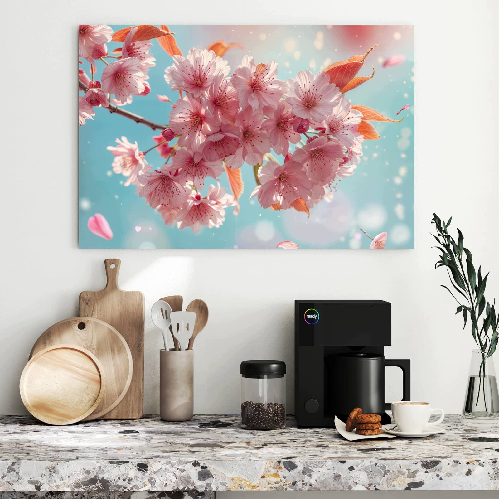 Magnetická tabule Květina třešní Obloha 90 × 60 cm