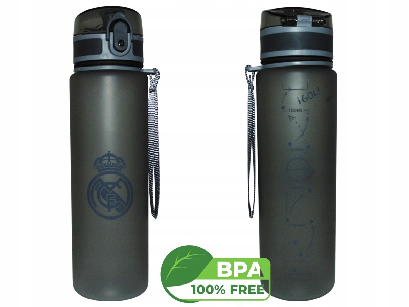 Real Madryt Bidon Plastikowy 650 ML Z Otwieranym Ustnikiem Matowy Bpa Free
