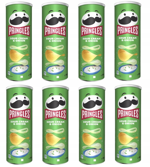 Levně 8 x 165 g Pringles Chipsy Cream & Onion Uk