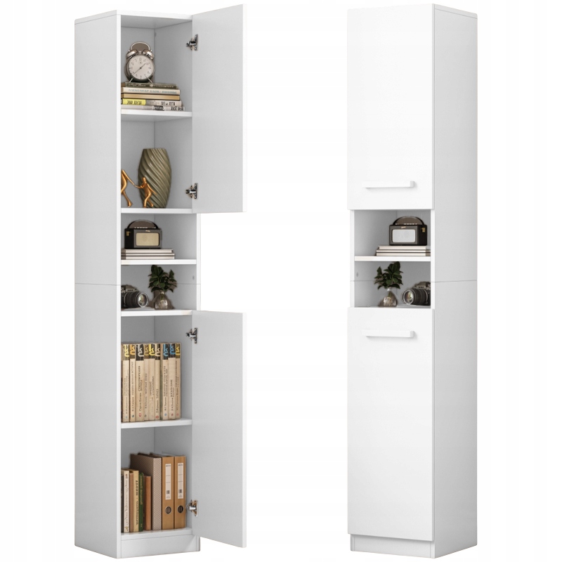 Regál Biela Moderná Stojaca Stĺpiková Skriňa Vysoká Loft 2 Dvere 180 CM