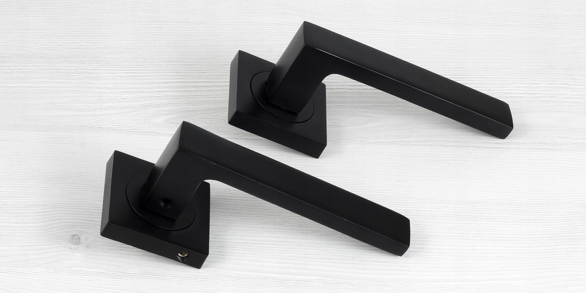 CZARNA KLAMKA DO DRZWI QUBIK + SZYLD KLAMKA DOMINO Marka Domino