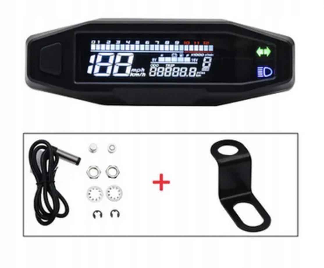 PRĘDKOŚCIOMIERZ DO MOTORA MOTOCYKLOWY LCD MINI Waga produktu z opakowaniem jednostkowym 0.6 kg