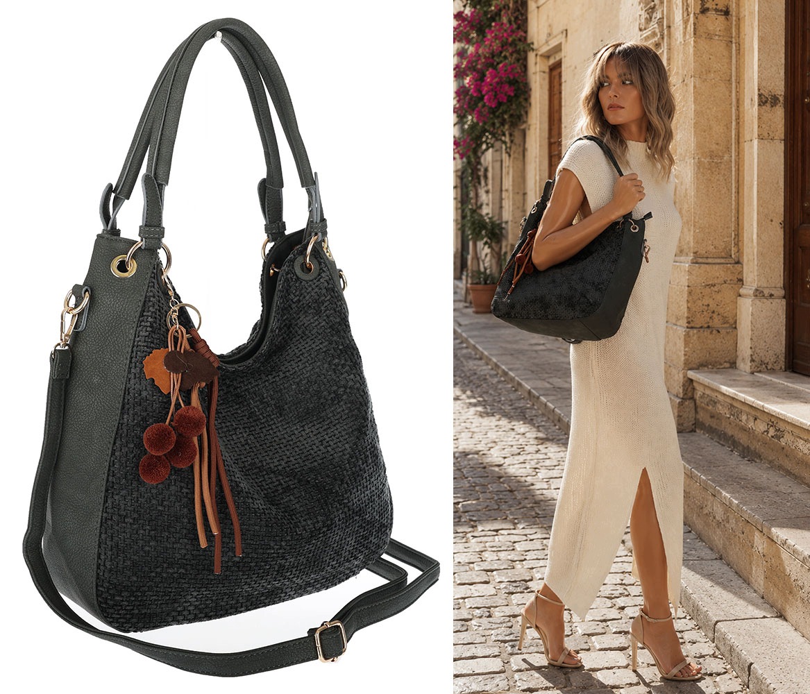 Dámská kabelka shopper semišová kabelka přes rameno LH622 Šedá