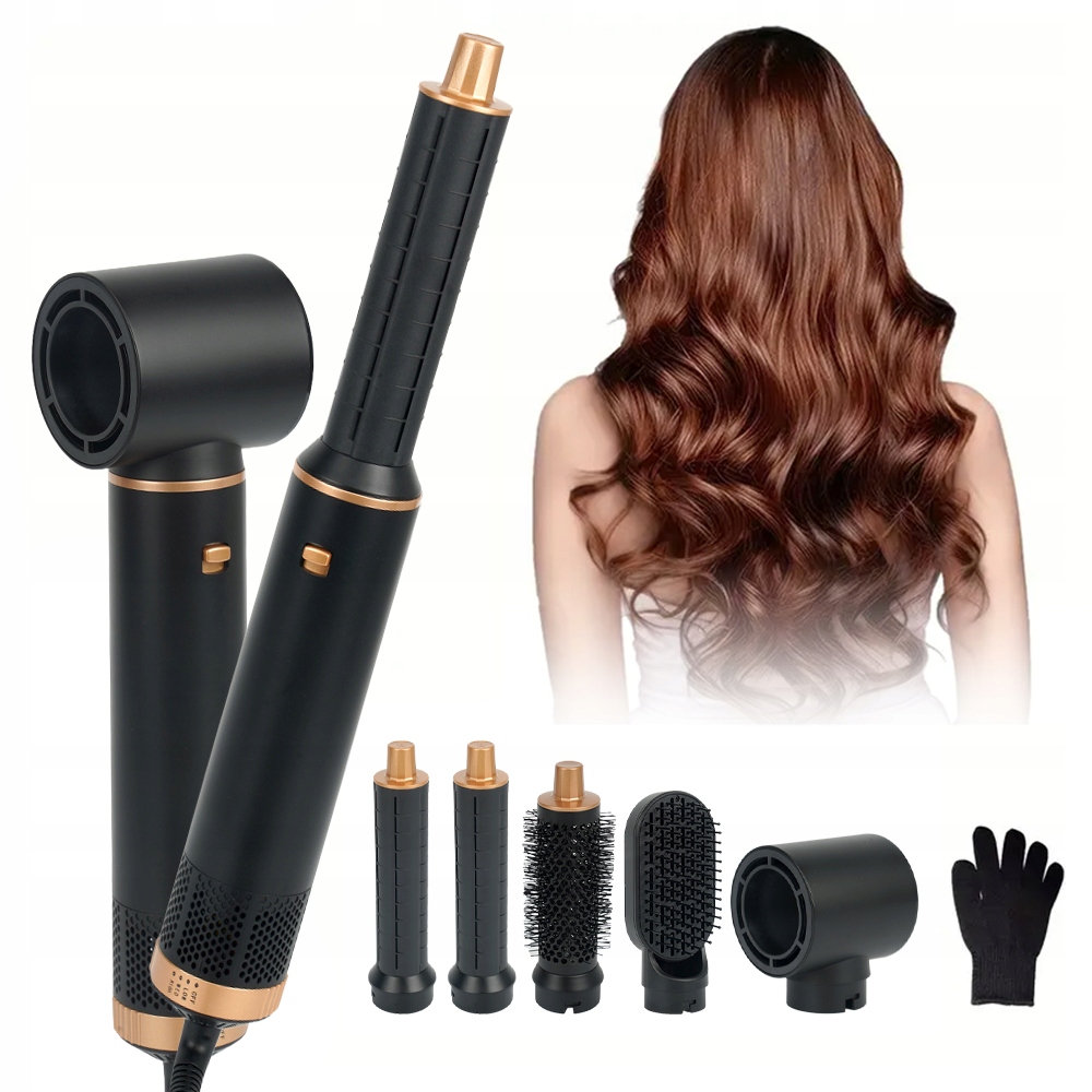 Vysoušeč Vlasů S Kartáčem Na Narovnávání Vlasů 5V1 Styler Ionizace Černý