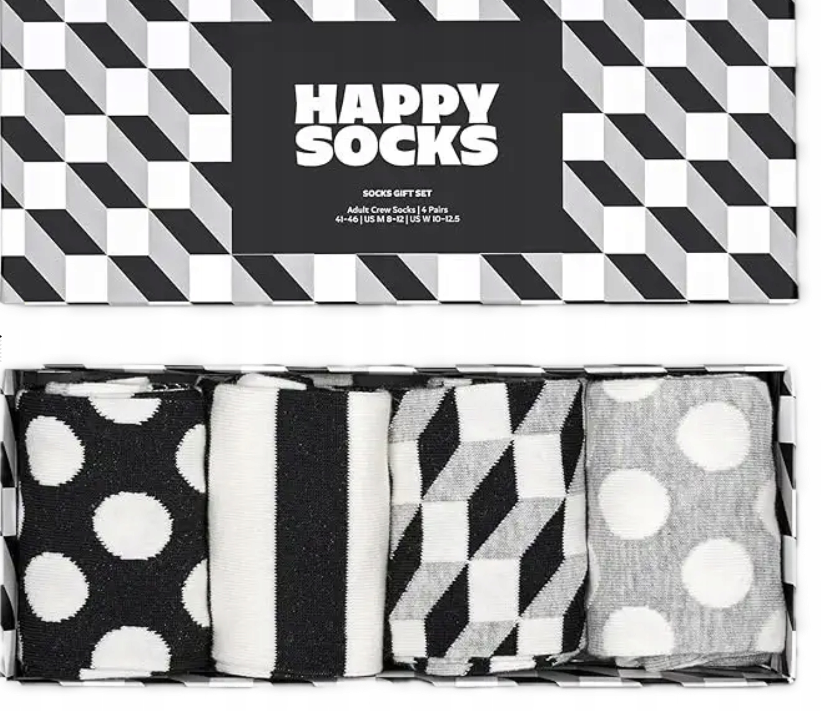 Happy Socks sada SXFIO09-9300 4-PACK 36-40 Černo Bílá