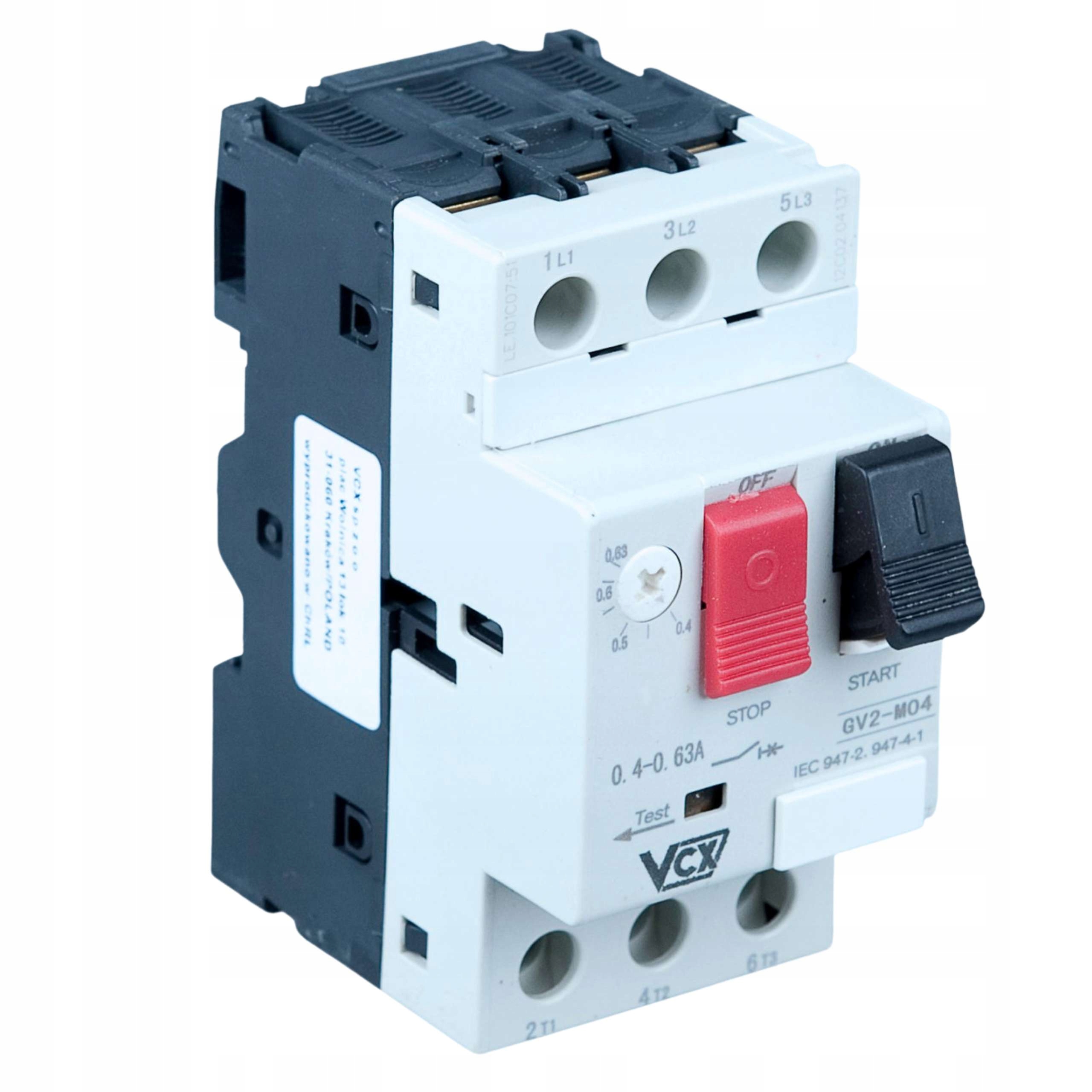 WYŁĄCZNIK SILNIKOWY VCX 3P 0,4-0,63A 6kV AC