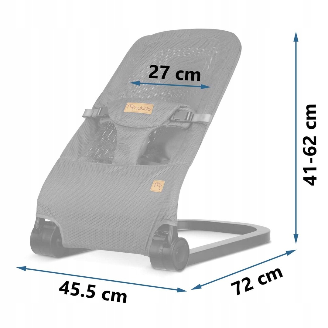 LEŻACZEK BUJACZEK SKŁADANY Z ZABAWKAMI SZARY Waga dziecka 0 - 9 kg