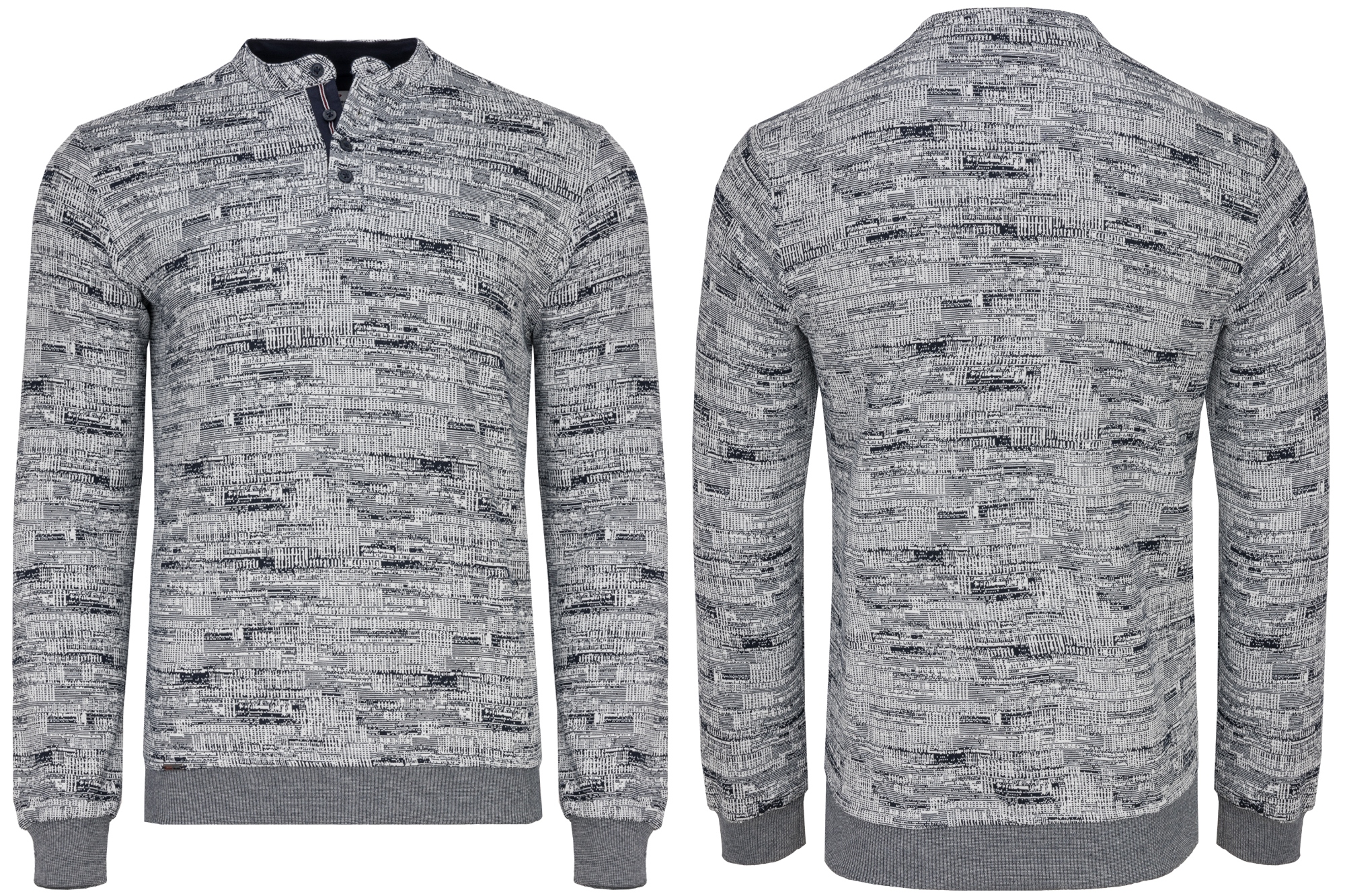 Pánský Svetr Mikina Halenka Na Stojáčku Dlouhý Rukáv Stahovací Pásky Vzor Casual XXL