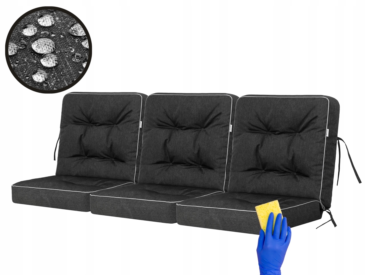 Polštář na zahradní houpačku, Poduška na lavičku, Voděodolná, 180 cm