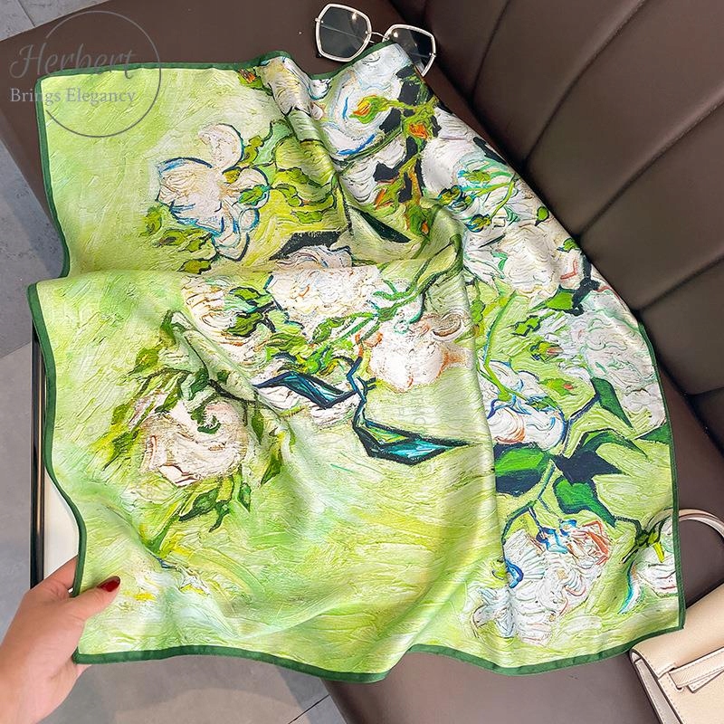 Luxusní čtvercový šátek ze 100% morušového hedvábí pro ženy 65x65 cm, módní dárek