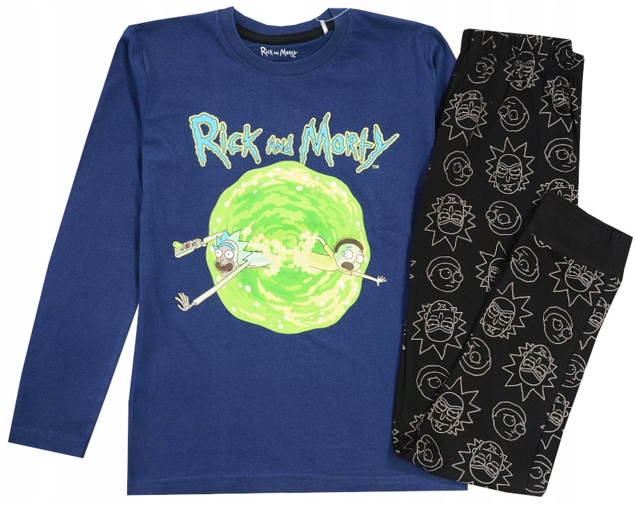 PIŻAMA PIŻAMKA chłopięca DŁUGI rękaw BAWEŁNA RICK I MORTY granat 146 R324B EAN (GTIN) 5904009035399