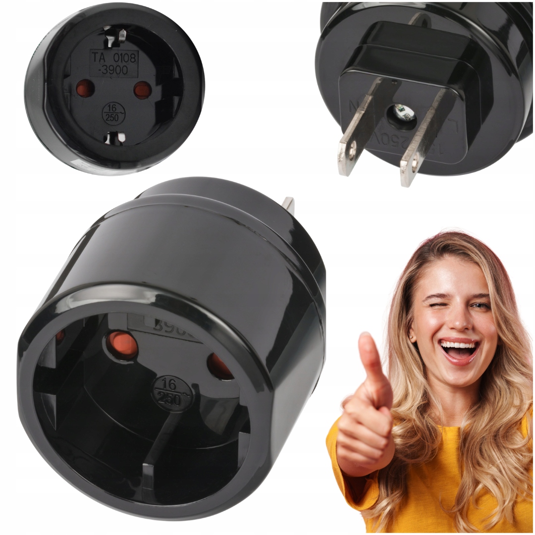 Adapter Podróżny Euro Do Usa Japonii Kanady Dominikany Meksyku Zestaw 2 Szt