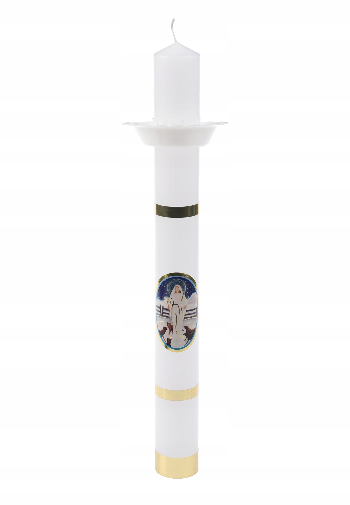 ŚWIECA GROMNICA BIAŁA WOSKOWA 40x3cm MATKA BOSKA GROMNICZNA Kod producenta 034731000008