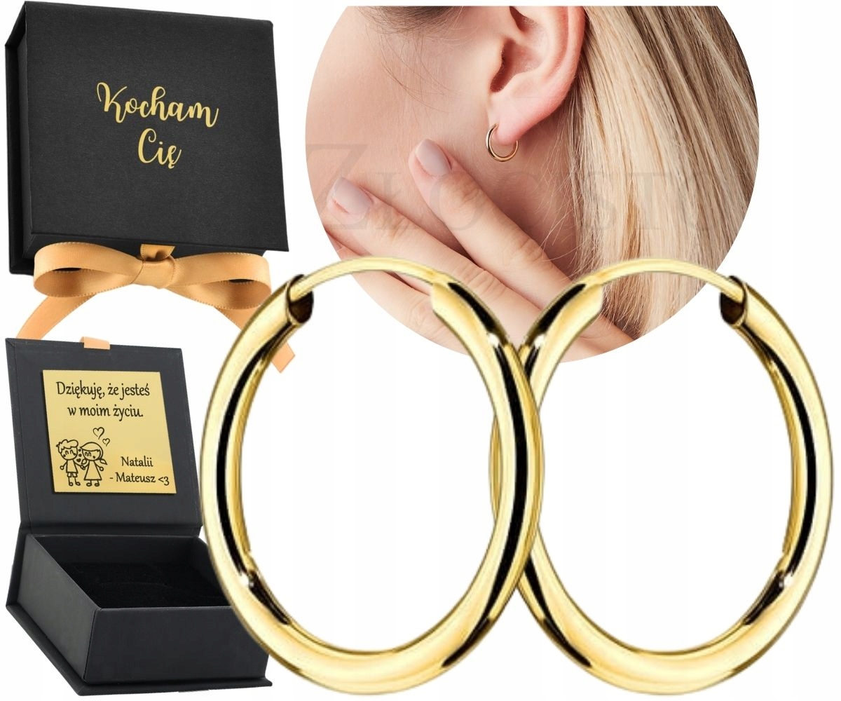Zlaté Náušnice Kolečka Kola 12 MM 1,2 CM Na Kreolu Ryzost 585 Gravírování Dárek